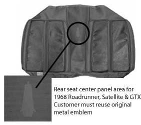 Mopar Seat Cover 1968 Sport Satellite & GTX OEM Style Rear Bench